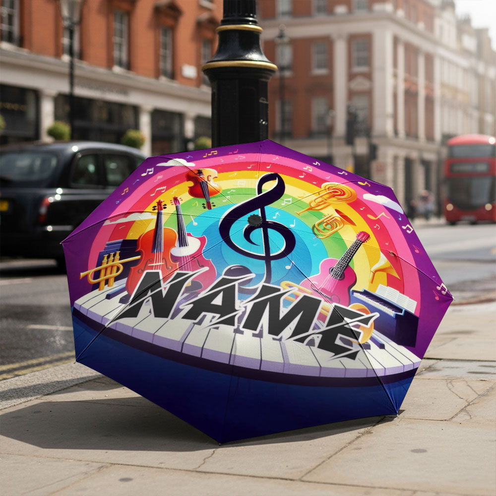 Musical Instrument With Name - مظلة مخصصة بالاسم، مظلة بتصميم موسيقي